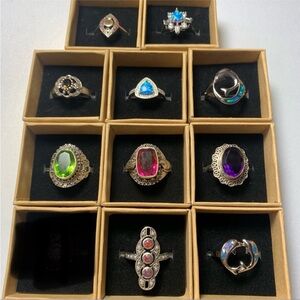 Solid sterling silver opal and garnet rings size 5.5-9.5
